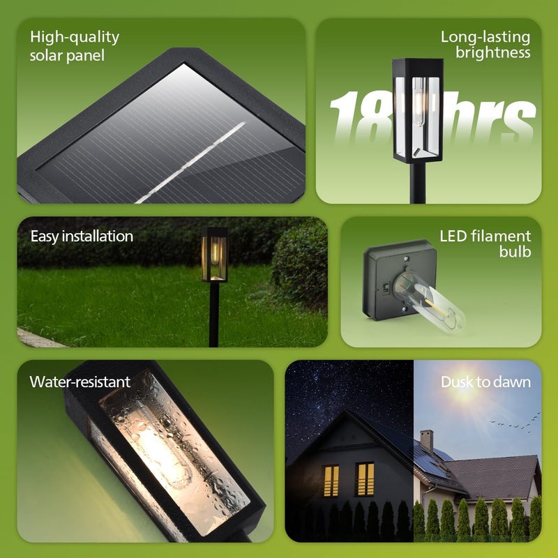 Philips 6 Packs Solar Pathway Lights Outdoor, Glass Metal Led Garden Landscape Lightings, 3000K Warm White, Waterproof for Decor Yard, Walkway, Patio, Driveway, Lawn - Image 2